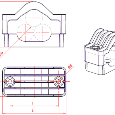 MV Plastic Cable Clamp – Triple Ø 33mm-46mm